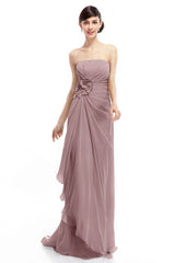 Sheath Sweep Train Chiffon Bridesmaid Dresses COLT1400B