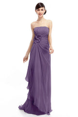 Sheath Sweep Train Chiffon Bridesmaid Dresses COLT1400B
