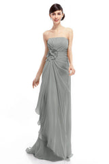 Sheath Sweep Train Chiffon Bridesmaid Dresses COLT1400B