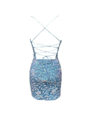 Column V-neck Short Strap Sequins Prom Dress