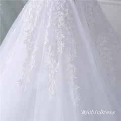 A Line Lace Appliques Beaded Boho Wedding Dresses Off the Shoulder