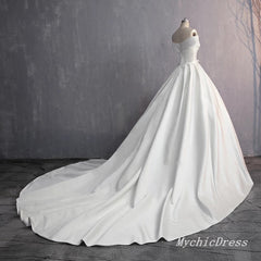 Simple Satin Wedding Dress  Off the Shoulder Bridal Gown