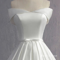 Simple Satin Wedding Dress  Off the Shoulder Bridal Gown