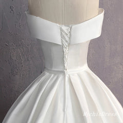 Simple Satin Wedding Dress  Off the Shoulder Bridal Gown