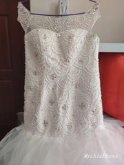 Sparkly Beaded Crystals Africa Wedding Dresses Mermaid with Ruffles