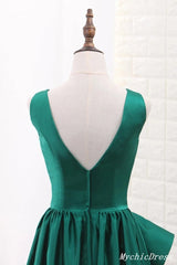 Hot Floor Length V Neck Sleeveless Sexy Green Prom Evening Dresses