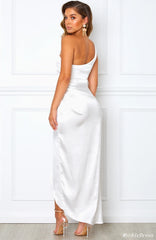 Short Champagne Satin Bridesmaid Dresses One Shoulder Wedding Guest Dresses