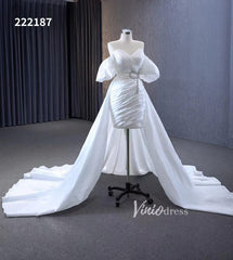 Convertible Short Wedding Dresses with Detachable Train 222187