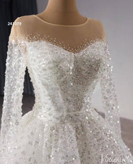 Convertible Two Piece Balll Gown Wedding Dresses with Long Sleeves 241079