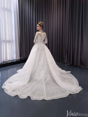 Convertible Two Piece Balll Gown Wedding Dresses with Long Sleeves 241079