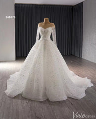 Convertible Two Piece Balll Gown Wedding Dresses with Long Sleeves 241079