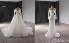 Convertible Two Piece Balll Gown Wedding Dresses with Long Sleeves 241079