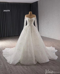 Convertible Two Piece Balll Gown Wedding Dresses with Long Sleeves 241079