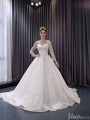 Convertible Two Piece Balll Gown Wedding Dresses with Long Sleeves 241079