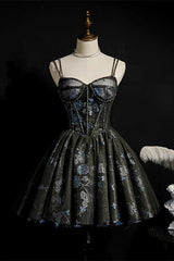A-line Black and Blue Seqins Short Party Dress Homecoming Dresses, AST1168