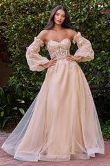 Cinderella Divine CD948 Corset Strapless Long Prom Dress