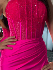 Cosmo | Mermaid Scoop Neck Blue Satin Long Prom Dresses