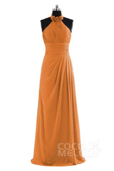 Sheath Floor Length Chiffon Bridesmaid Dress COZF14020