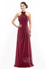Sheath Floor Length Chiffon Bridesmaid Dress COZF14020