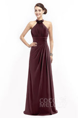 Sheath Floor Length Chiffon Bridesmaid Dress COZF14020