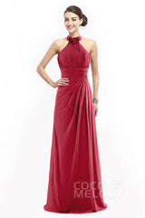 Sheath Floor Length Chiffon Bridesmaid Dress COZF14020