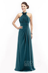 Sheath Floor Length Chiffon Bridesmaid Dress COZF14020