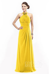 Sheath Floor Length Chiffon Bridesmaid Dress COZF14020