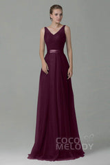 Sheath-Column Floor Length Tulle Bridesmaid Dress COZF1500F