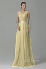 Sheath-Column Floor Length Tulle Bridesmaid Dress COZF1500F