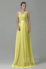 Sheath-Column Floor Length Tulle Bridesmaid Dress COZF1500F