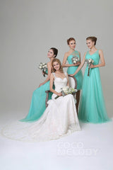 Sheath-Column Floor Length Tulle Bridesmaid Dress COZF1500F