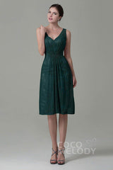 Sheath-Column Knee Length Lace Bridesmaid Dress COZK16010