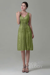 Sheath-Column Knee Length Lace Bridesmaid Dress COZK16010