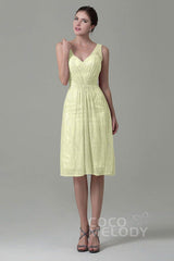 Sheath-Column Knee Length Lace Bridesmaid Dress COZK16010