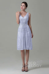 Sheath-Column Knee Length Lace Bridesmaid Dress COZK16010