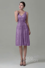 Sheath-Column Knee Length Lace Bridesmaid Dress COZK16010