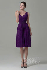 Sheath-Column Knee Length Lace Bridesmaid Dress COZK16010