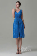 Sheath-Column Knee Length Lace Bridesmaid Dress COZK16010