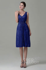 Sheath-Column Knee Length Lace Bridesmaid Dress COZK16010