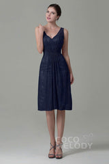 Sheath-Column Knee Length Lace Bridesmaid Dress COZK16010
