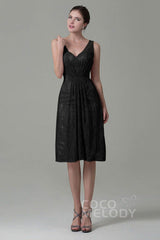 Sheath-Column Knee Length Lace Bridesmaid Dress COZK16010