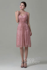 Sheath-Column Knee Length Lace Bridesmaid Dress COZK16010