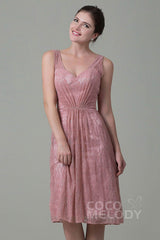 Sheath-Column Knee Length Lace Bridesmaid Dress COZK16010