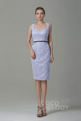 Sheath-Column Knee Length Lace Bridesmaid Dress COZK16011