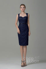 Sheath-Column Knee Length Lace Bridesmaid Dress COZK16011