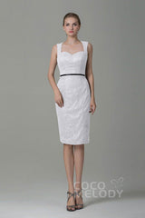 Sheath-Column Knee Length Lace Bridesmaid Dress COZK16011