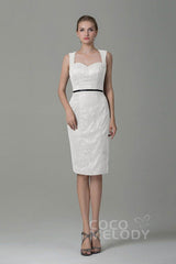 Sheath-Column Knee Length Lace Bridesmaid Dress COZK16011