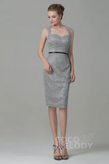 Sheath-Column Knee Length Lace Bridesmaid Dress COZK16011