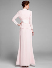 Aimishang  Mermaid / Trumpet Mother of the Bride Dress Convertible Dress Scoop Neck Floor Length Chiffon Long Sleeve Wrap Included with Sash / Ribbon
