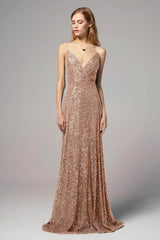 Sheath-Column Floor Length Sequined Dress CS0264